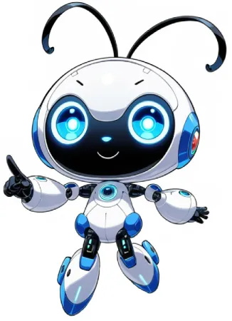 Friendly blue-and-white automation robot